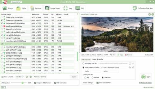 Janela principal do software — Free JPG To PDF Converter