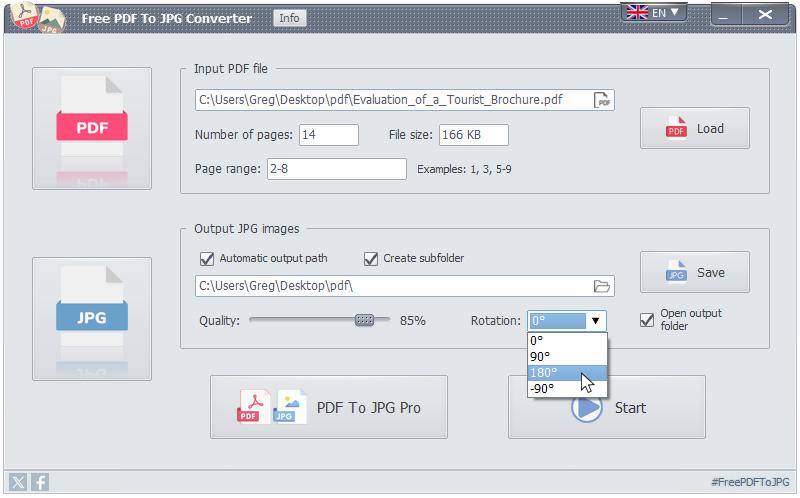 Free PDF To JPG Converter - Rotation des pages d'un fichier PDF