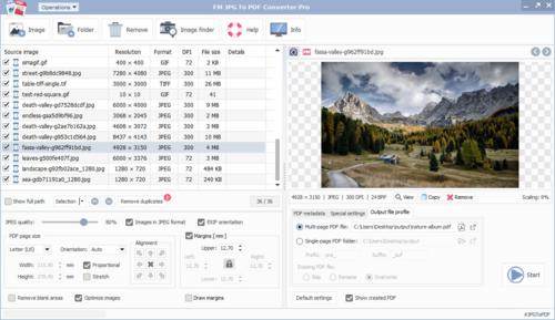 Profileinstellungen für Ausgabedateien — FM JPG To PDF Converter Pro