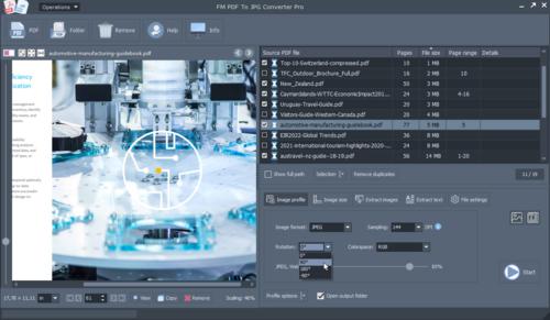 회전, 색상 공간 및 샘플링이 포함된 이미지 프로필 — FM PDF To JPG Converter Pro
