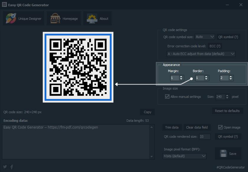 Easy QR Code Generator - Set how the QR code is displayed